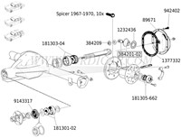 Satellite wheel axle and bushing kit Volvo Ama 1800S -70 10-bouts Dana 30 384201-2