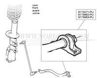 Befestigung Stabilisator PE (Polyethylen)- Satz für beide Seiten- 21mm Volvo 850 S70 V70 -00 C70 -05 9173983-2