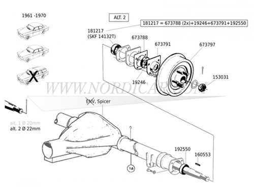 Radlager Satz Hinterachse Volvo 544 210 Ama 1800S spicer as 181217-2