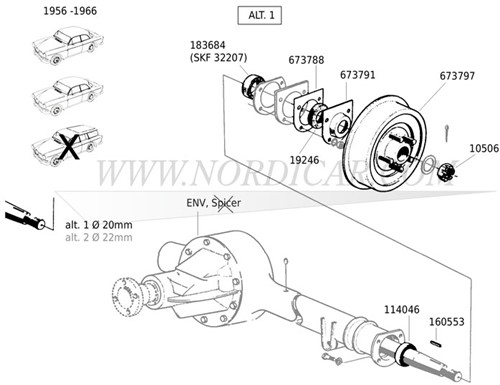 Wheel bearing Rear Volvo P210 (-'65) P220 ('61-66) 183684-3