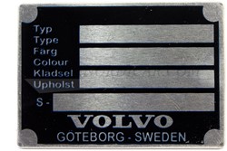 Identification plate Volvo Ama 1800 140 164 67-74 NOR0199