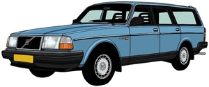 Blauwe Volvo 240 estate