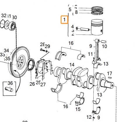 Kolben Standard: Mahle 03736 Volvo B20 opgeboord 240 B21A/E/F 81- 272040-2