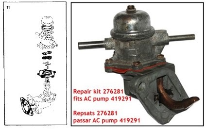 Kit de révision de pompe à essence - pompe AC Volvo Amazon P1800S ('65-'70) 276281-3