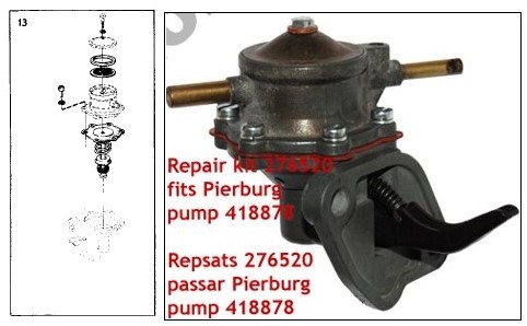 Petrol pump overhaul set - Pierburg pump Volvo Amazon P1800S ('65-'70) 276520-3