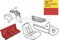 Rücksitzpolsterung Rot Satz, Sitz und Rücken Volvo  P1800 1963 code 305-218 277304