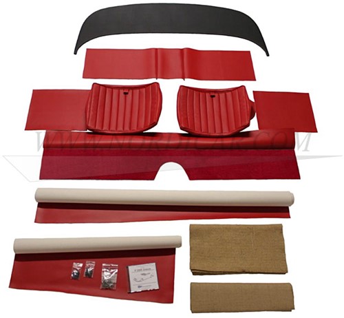 Achterbank bekleding set Rood compleet Volvo  P1800 1963 code 305-218 277304-2