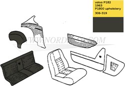 Housse de siège arrière Noir ensemble, assise et dossier  Volvo P1800 1963 277305