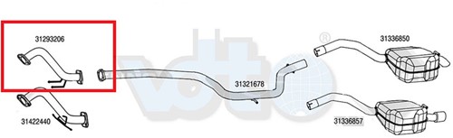 Intermediate exhaust pipe S60 S80 V60 V70 (2011-) Volvo V70 (08-) S60 (11-18) S60CC S80 (07-) V60 (-18) V60CC 31293206