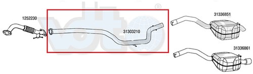 Intermediate exhaust pipe  Volvo V70 (08-) 31303210