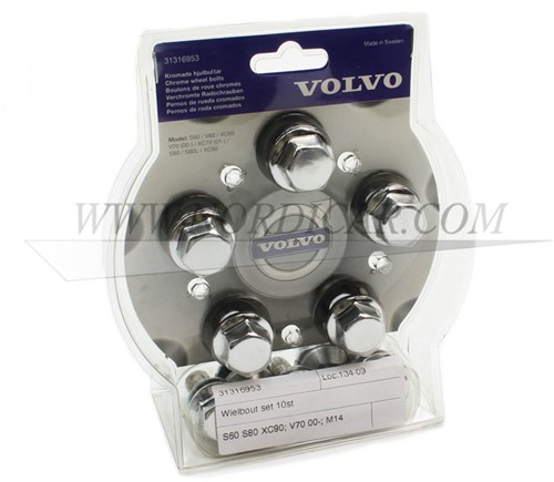 Wheel bolt set 10pc.- aluminum rim Volvo S60 S80 XC90 V70 00- M14 31316953