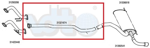 Intermediate exhaust pipe S60 V60 2011- Volvo S60 (11-18) S60CC V60 (-18) V60CC 31321674