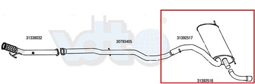 Exhaust pipe Volvo S60 V60 XC60 2011-2018 diesel Volvo S60 (11-18) S60CC V60 (-18) V60CC 31392518