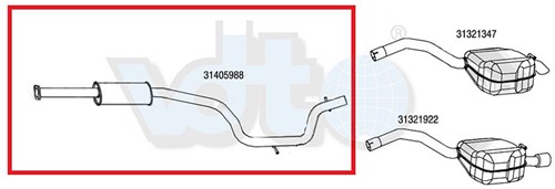 Middle silencer Volvo V70 (08-) 31405988