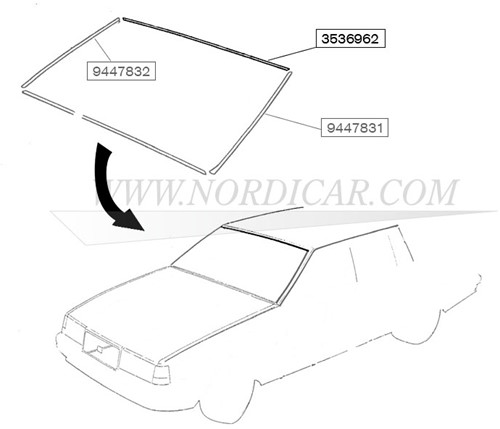 Trim moulding, Glas Windscreen- upper Volvo 740 940 960 S90 V90 3536962