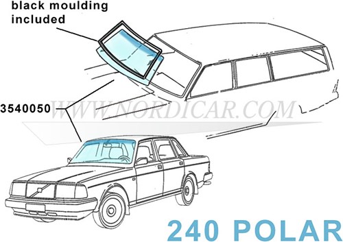 Windscreen- tinted with beam Volvo 240 Polar 3540050