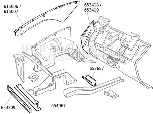 Radiatorbalk Volvo Ama 1800 voorste deel 653309-2