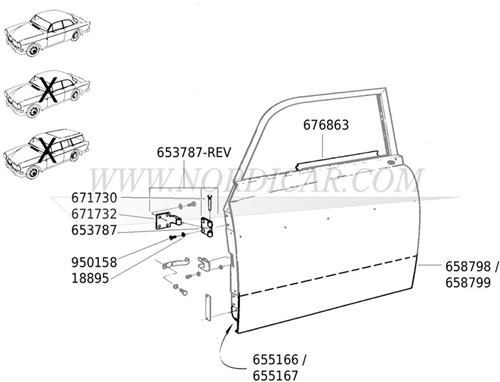 Door Bottom- Right Volvo Ama 2d 130 655167-2