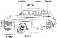 Zierleiste Motorhaube Links / Rrechts Volvo P110 210 655796-2