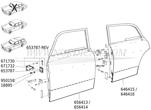 Portières – Plaque de réparation- droit, avant, inférieure Volvo Ama 4d 120 220 656414-2