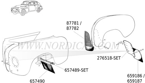 Renfort de bavette, paire, arrière (norme Inox) Volvo 544 276519-2