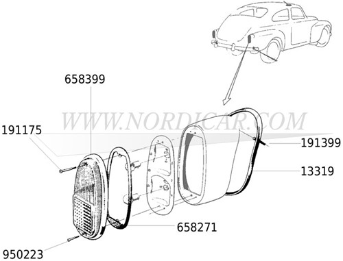 Achterlicht rubber Volvo PV544 658271-2