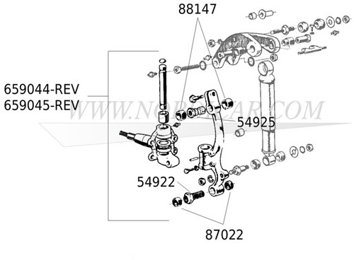 Tige filetée inférieur – rondelle caoutchouc Volvo 444 445 544 210 87022-2