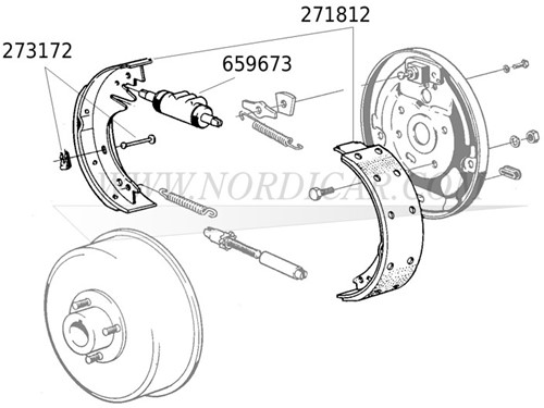Montagesatz Bremsbacken (originale Klämmeren) Volvo 544 210 V+A Ama 1800 -63 Achter 273172-2