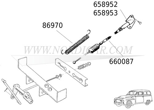 Retainer, Hand brake cable Anchor plate Kit Volvo 445 210 658953-2