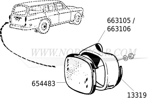 Reflector gebruikt Volvo Ama 654483-3