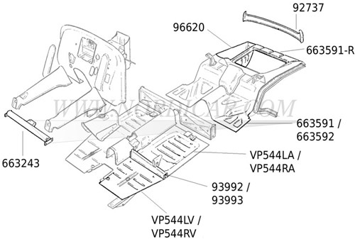 Radiateur de refroidissement – traverse de fixation Volvo 544 B18 61-65 663243-2