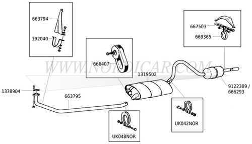 Pochette de joints d'échappement simple Volvo 444 445 544 210 Ama 1800 B16 B18 1378904-2