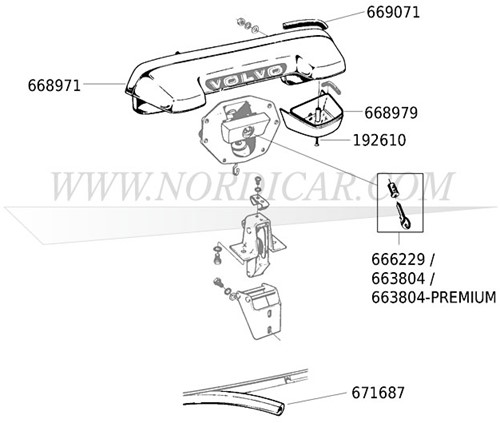 Jeu de serrures, verrouillage Volvo Amazon P120 P130 663804-3