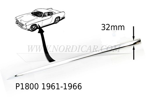 Zierleiste Kotflügel vorne- links Volvo P1800S 1961-1966, 32mm 664622