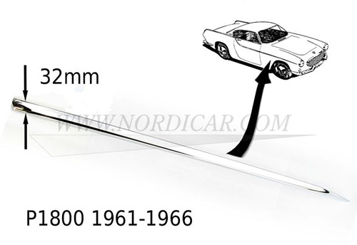 Zierleiste Kotflügel vorne- rechts Volvo P1800 1961-1966, 32mm 664623