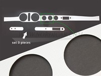 Dashboard paneel set aluminium 3 delig Volvo P1800S ('61-'67) LHD 665432