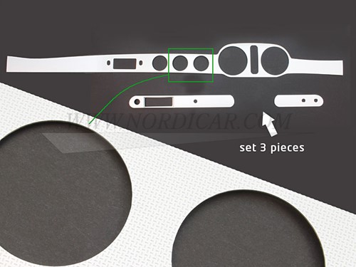 Dashboard paneel set aluminium 3 delig Volvo P1800S ('61-'67) RHD 665993