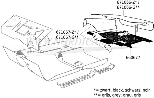 Trunk liner cardboard- side- black Volvo 120 130 671067-2
