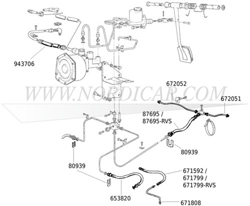 Brake hose- Front- L=32.5cm Volvo Ama 65-70 1800 69-73 671799-2