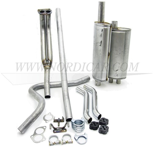 Uitlaatset compleet dubbele voorpijp Volvo P1800S B18B B20B 671823