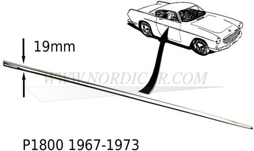 Trim moulding door- Right Volvo P1800S P1800E 1800ES, 1967-1973, 19mm 671982