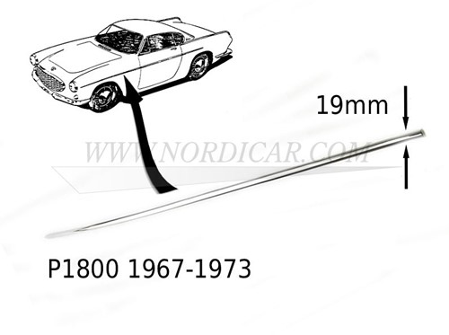 Sierlijst voorscherm Links Volvo P1800S P1800E 1800ES, 1967-1973, 19mm 671987