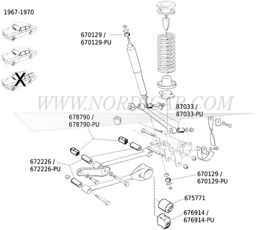 Buchse Stoßdämpfer Vorderachse- Polyurthan Volvo 544 Ama 1800 140 160 670129-2