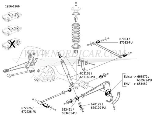 Buchse Stoßdämpfer Vorderachse- Polyurthan Volvo 544 Ama 1800 140 160 670129-3