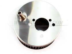 Luchtfilter Chroom Hi-Performance met aansluiting carterventilatie Volvo B18 B20 SU HS6 3 bouts uitwasb ala K&N 672280