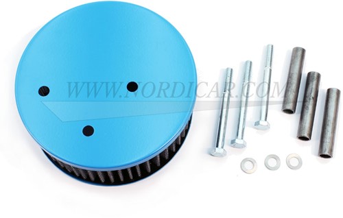 Luchtfilter Blauw Hi-Performance met aansluiting carterventilatie Volvo B18 B20 SU HS6 3 bouts uitwasb ala K&N 672280-3