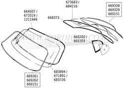 Rear window- heated Volvo 1800S 1800E 182 673683