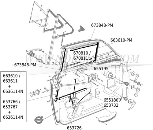 Window channel guide Rail Front Left - Rear Bottom Volvo 120 220 653766-2