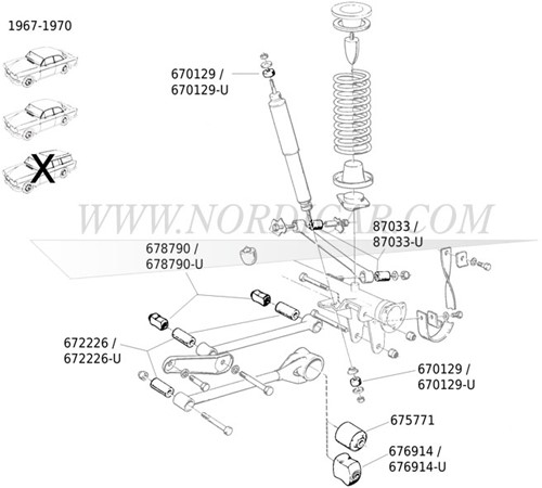 Rear suspension bush- polyurthane Volvo Amazon 1800 67- 140 164 678790-2