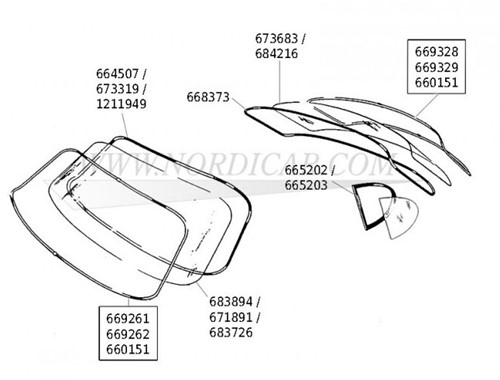 Windscreen- clear Volvo 1800S/E/ES 683894
